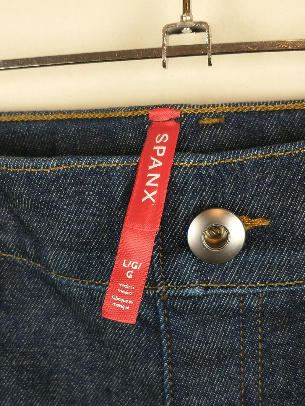 SPANX Wide Leg Jeans Large Raw Indigo Dark Wash - Picture 7 of 14
